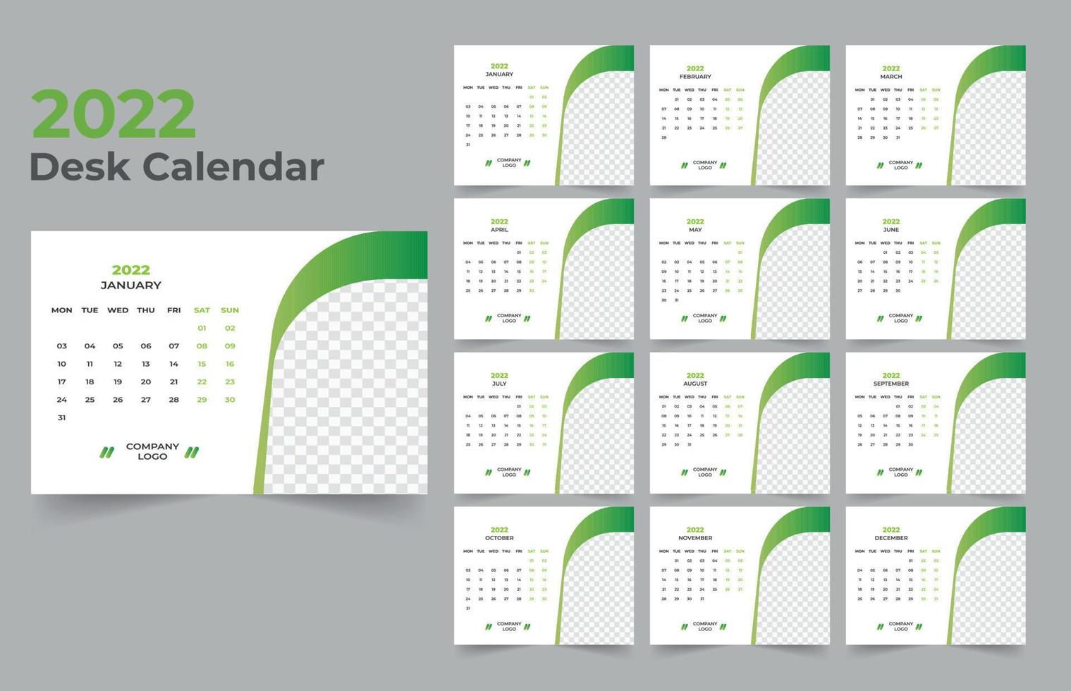 Desk calendar design 2022 vector