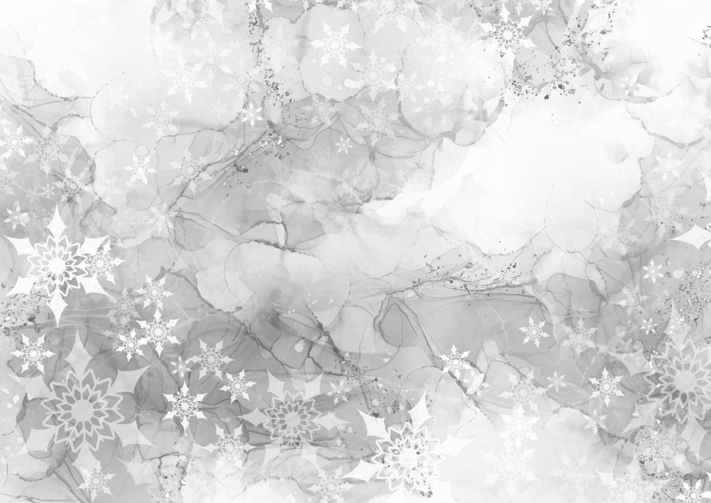 elegante fondo navideño pintado a mano con copos de nieve vector