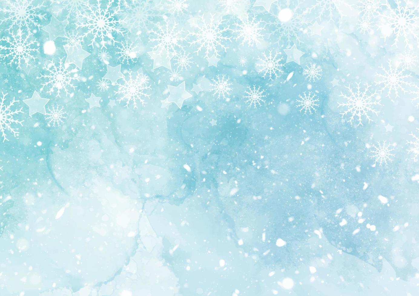 Hand painted watercolor Christmas snowflake background vector