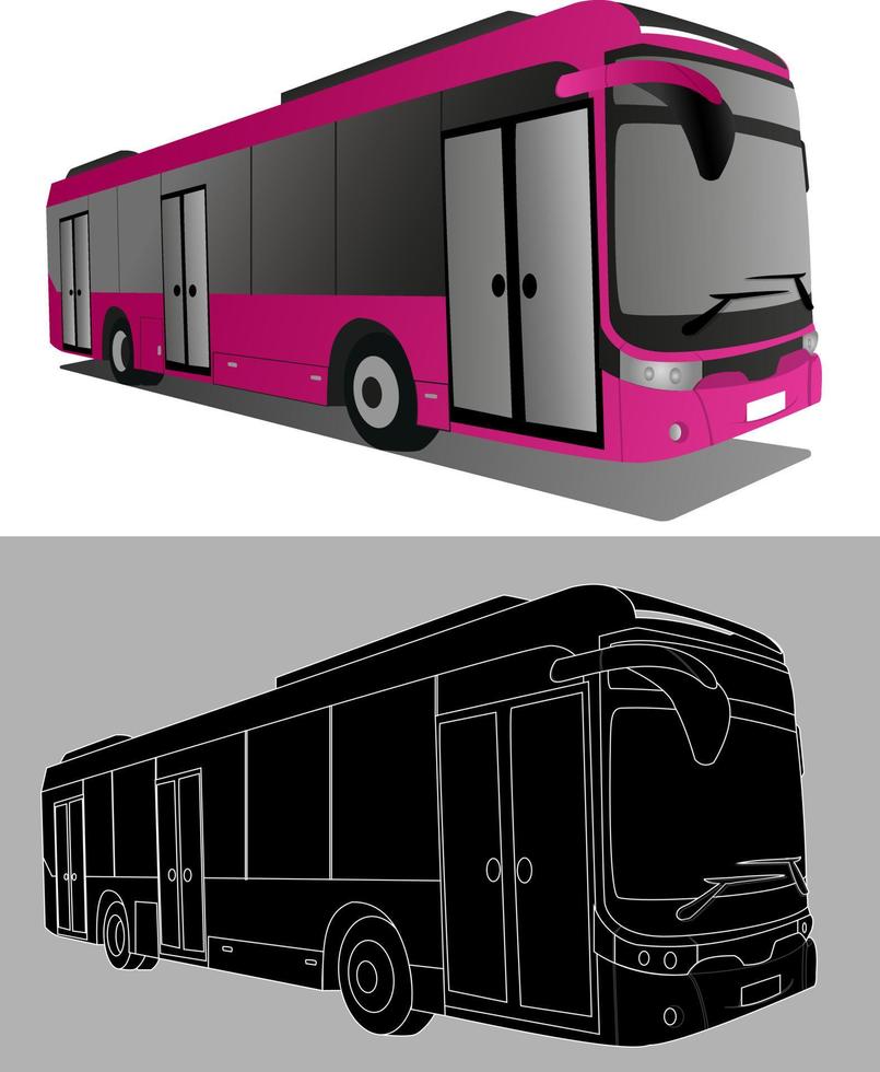 modern hi-tech red tour bus with fullcolor and black shadow. vector