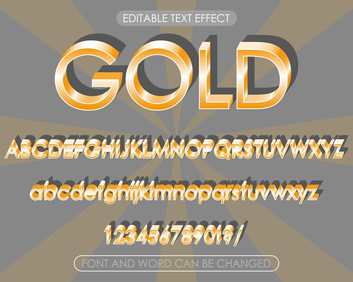 efecto de texto de estilo dorado de letra completa editable por vector