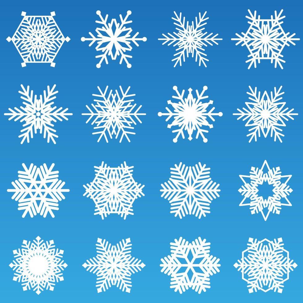 various snowflake icon in white stroke style by vector design