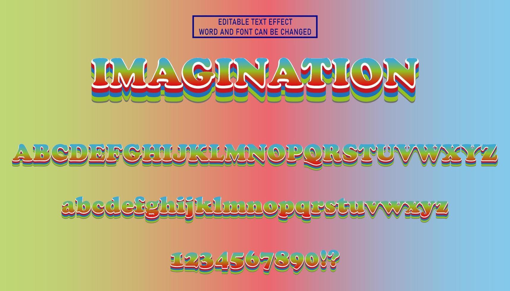 rainbow full letter text effect by vector