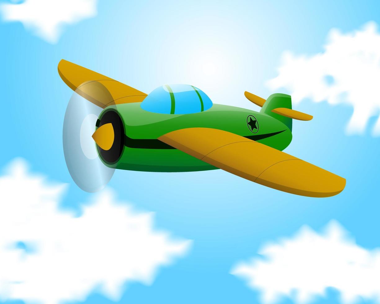 un clip art de avión, dibujos animados, icono volando en el cielo azul vector