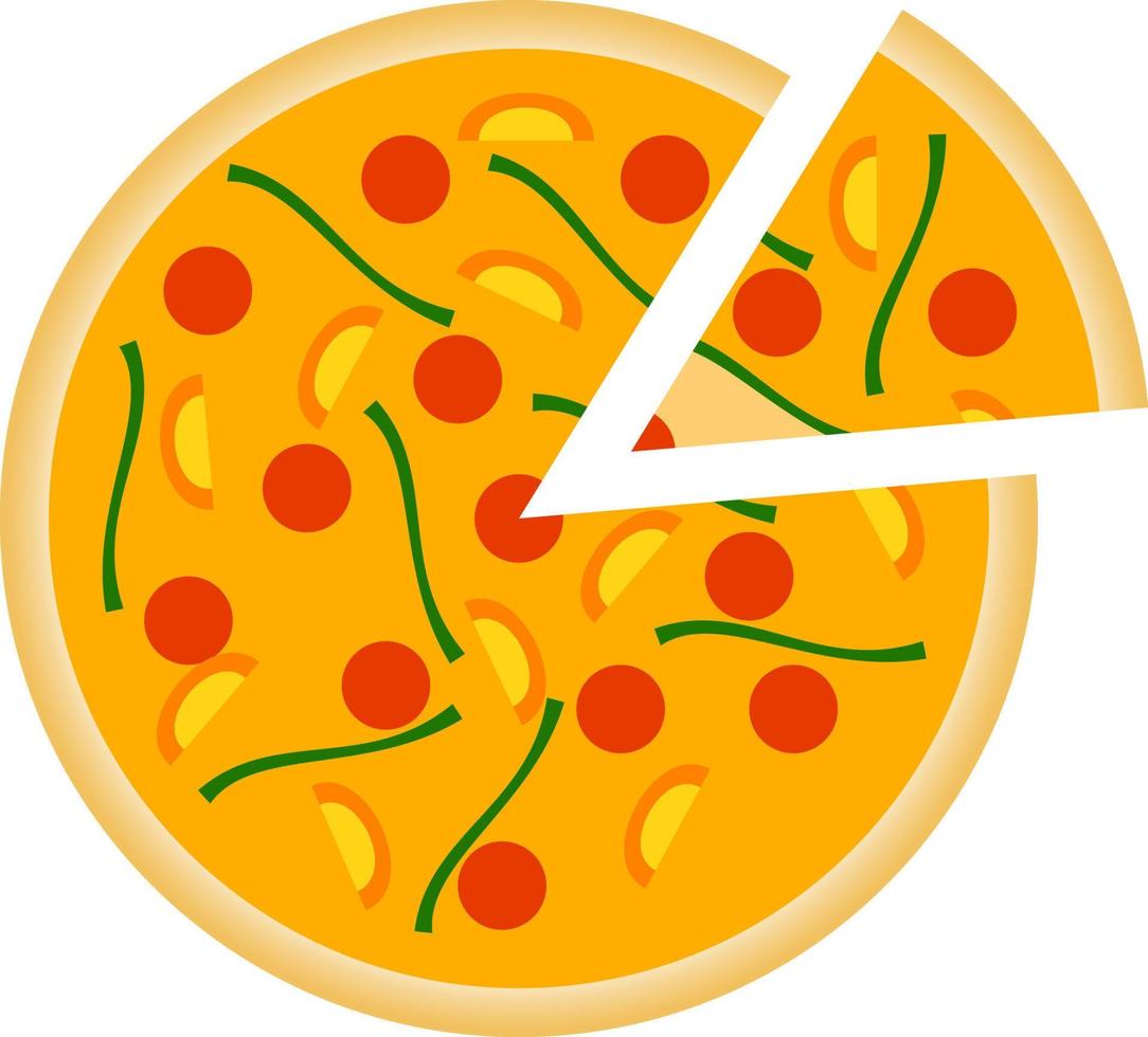 icono de pizza colorida por vector