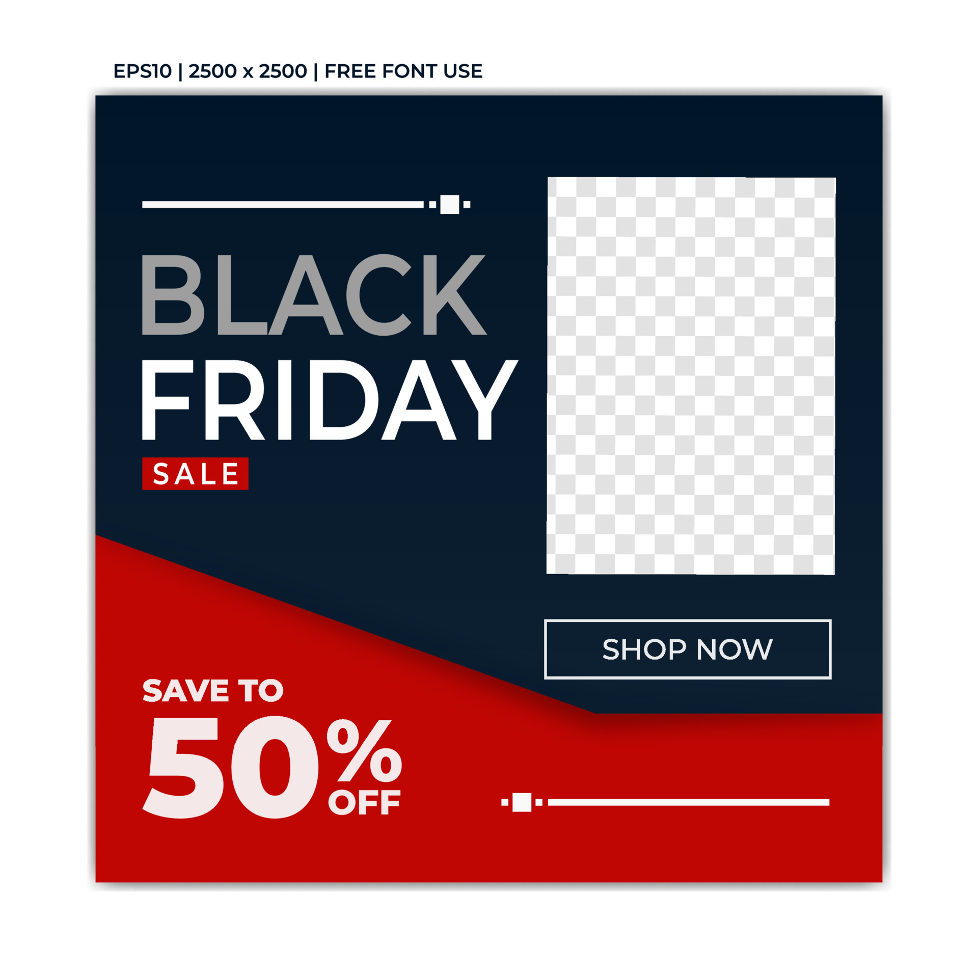 Black Friday sale banner for Social media post or web ads design template with white background