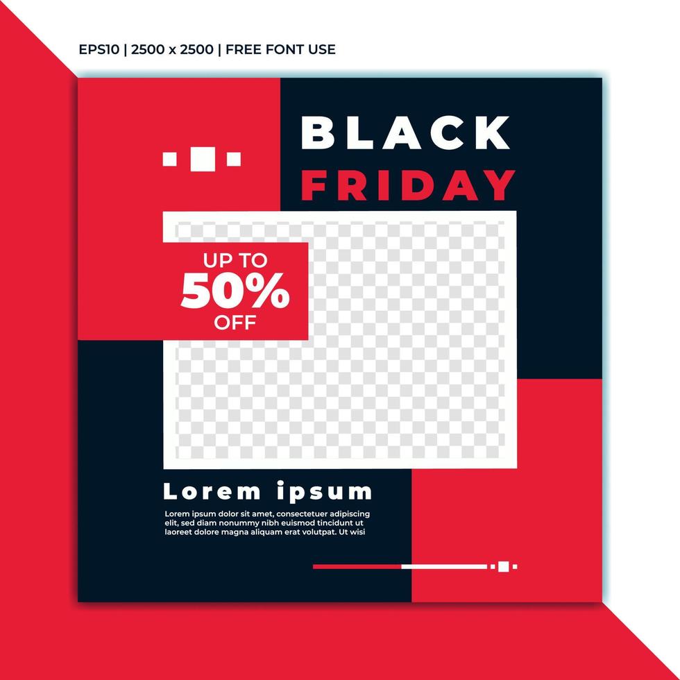 Black friday banner for social media post template. good for discount web or media social and business promotion. vector illustration