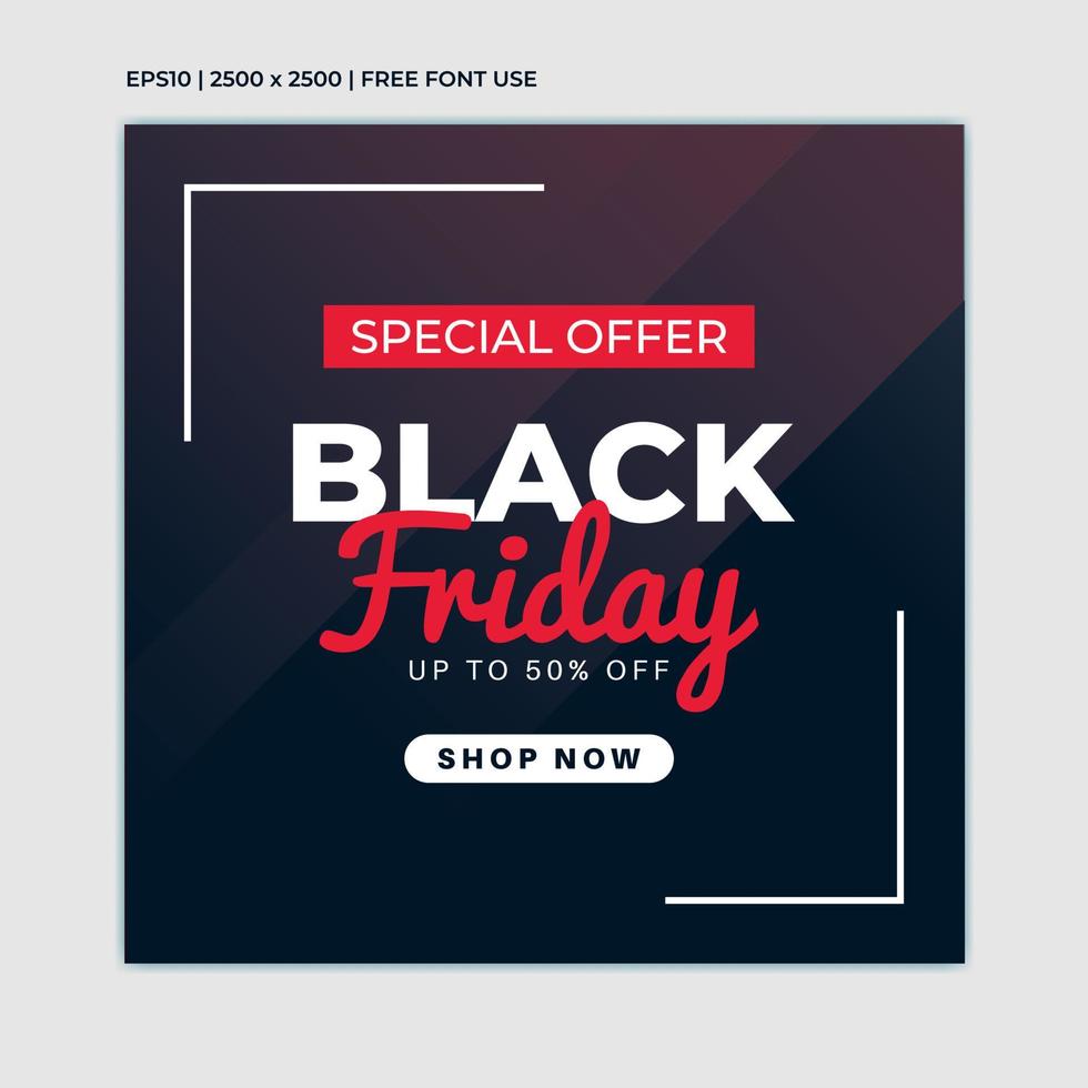 Modern black friday sale banner for social media post template. good for discount web or media social promotion. vector illustration