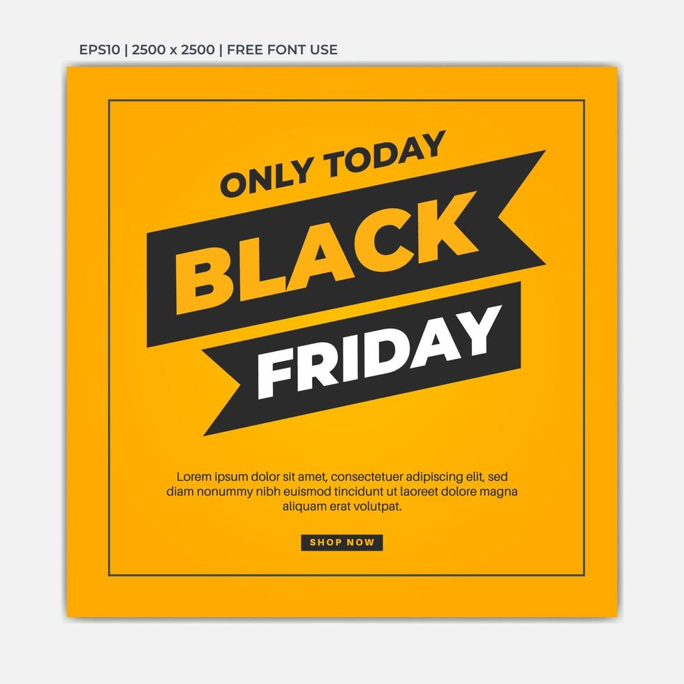 Banner de venta de viernes negro para plantilla de publicación de redes sociales con fondo degradado amarillo, bueno para su promoción. ilustración vectorial vector