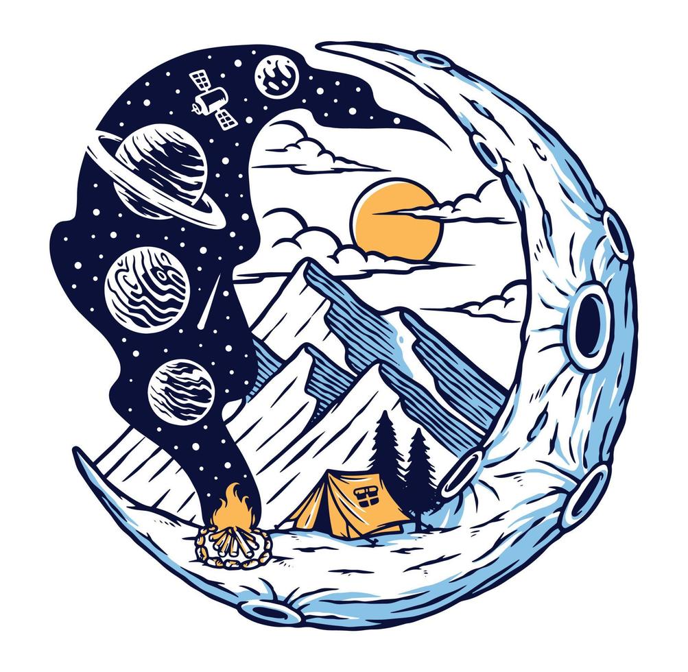 Camping on the moon vector illustration 4246627 Vector Art at Vecteezy