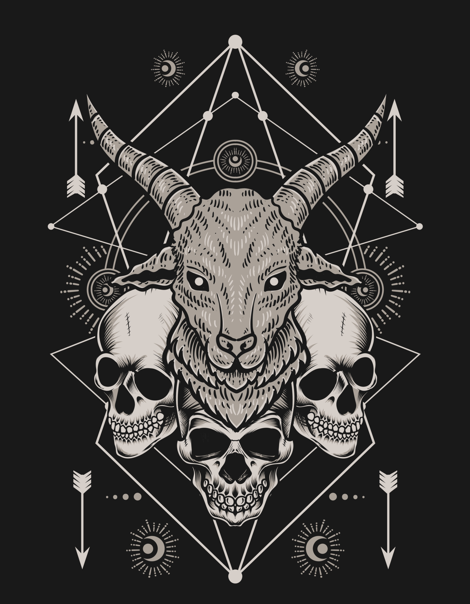 Premium Vector  Goat and skull vector illustration