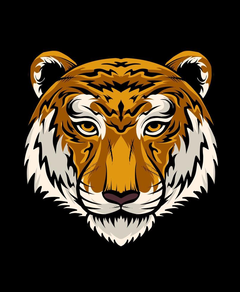 Illustration vector tiger head on black background
