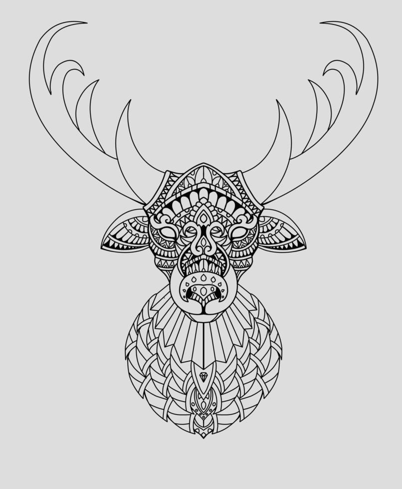 Illustration vector deer head for coloring book