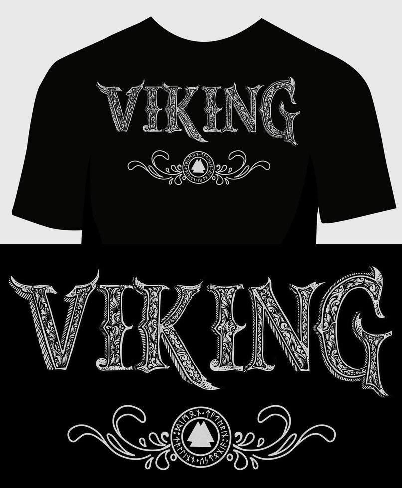 Viking logo with ornament font vector
