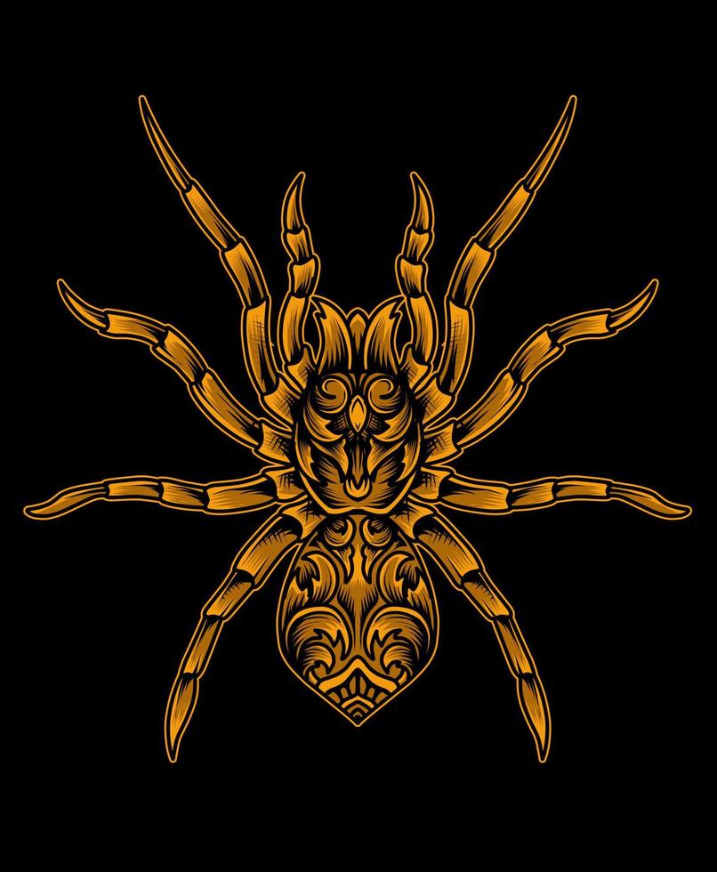 Illustration vector spider engraving ornament style