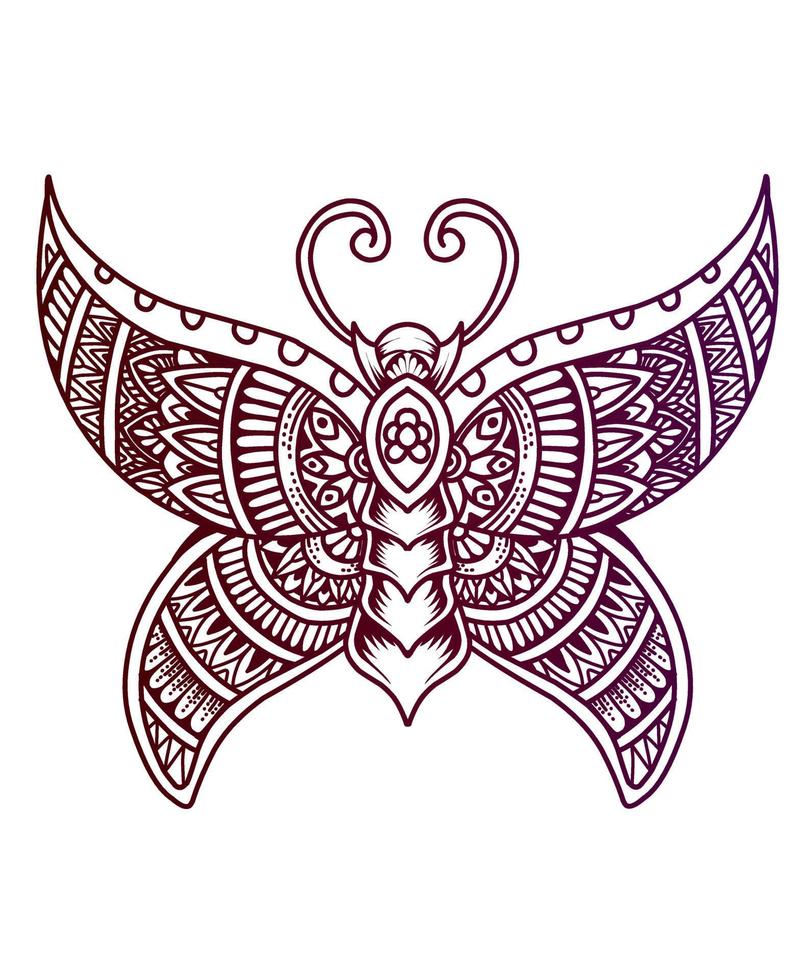 ilustración vectorial mariposa con estilo mandala vector