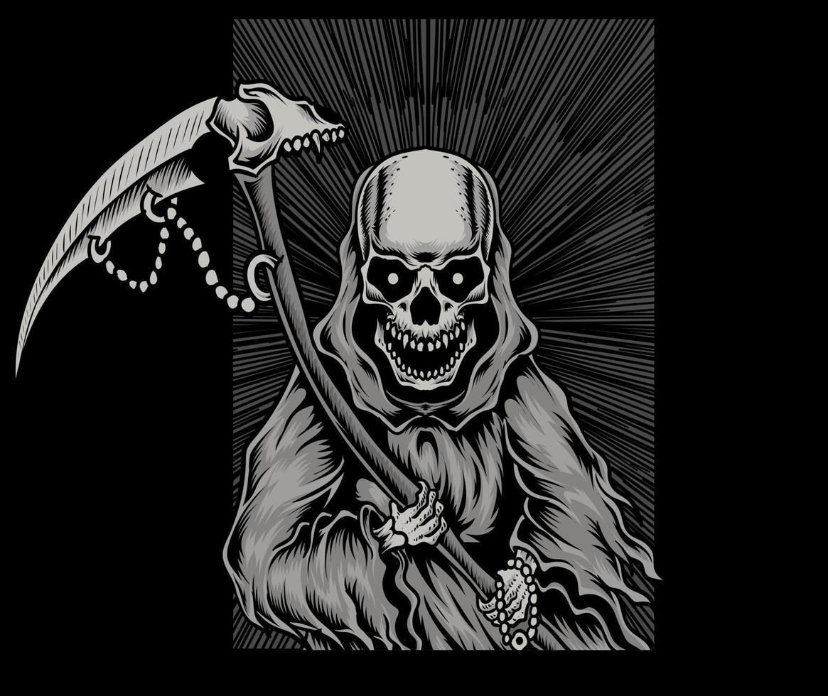 illustration scary death angel skull vector