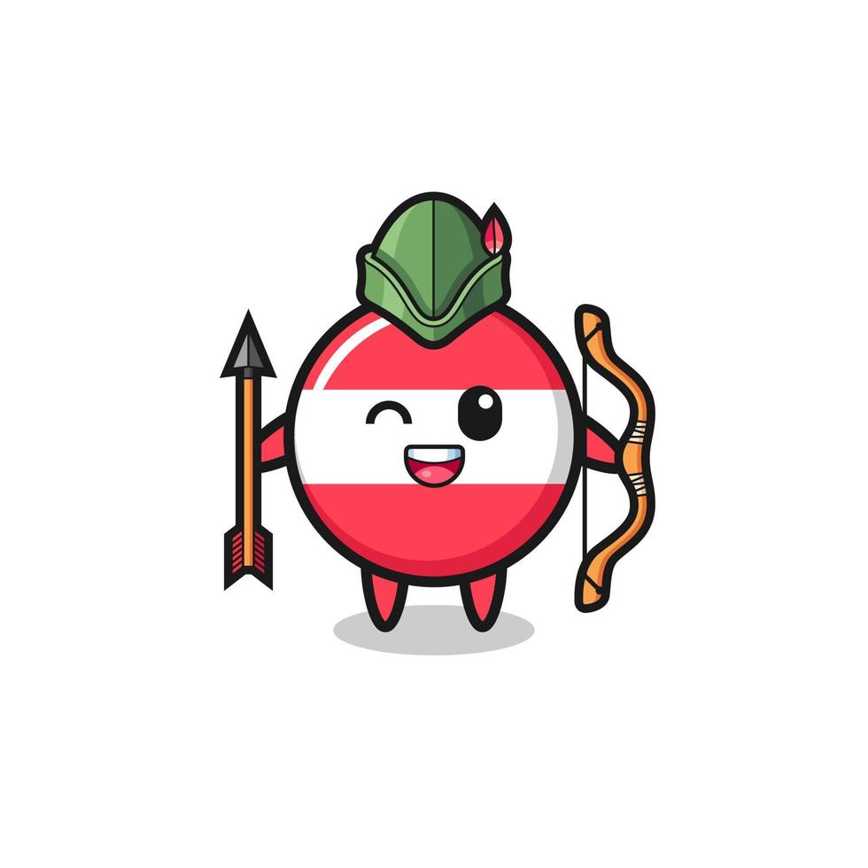 austria flag cartoon as medieval archer mascot vector