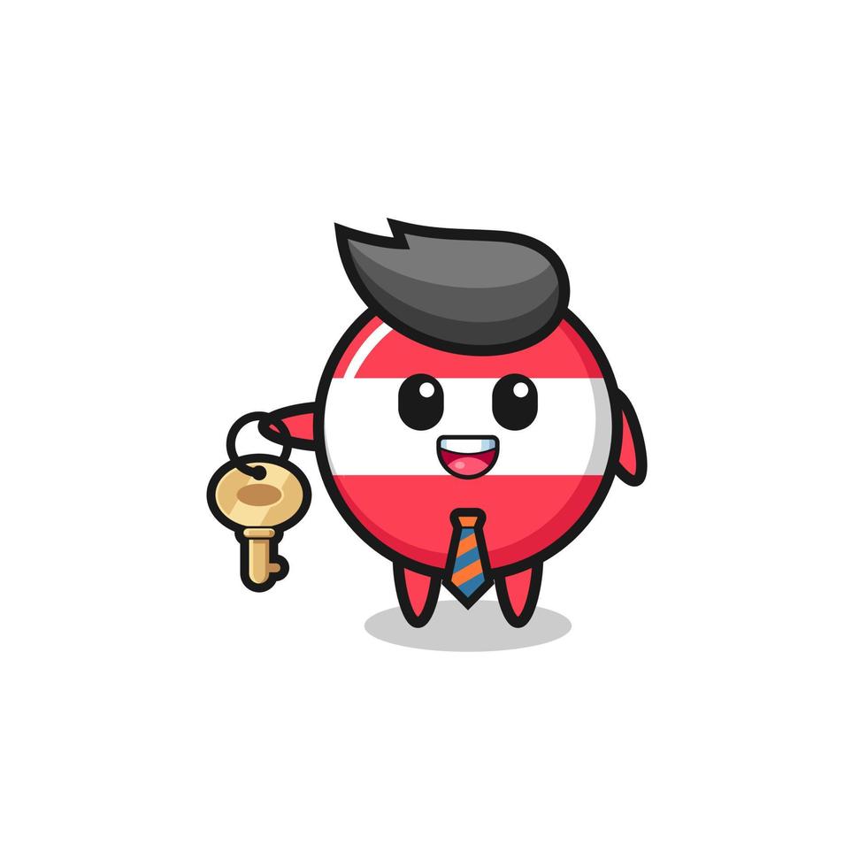 cute austria flag as a real estate agent mascot vector