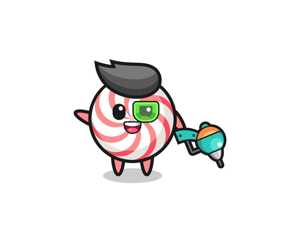swirl lollipop cartoon as future warrior mascot vector