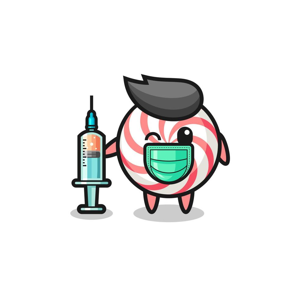 swirl lollipop mascot as vaccinator vector