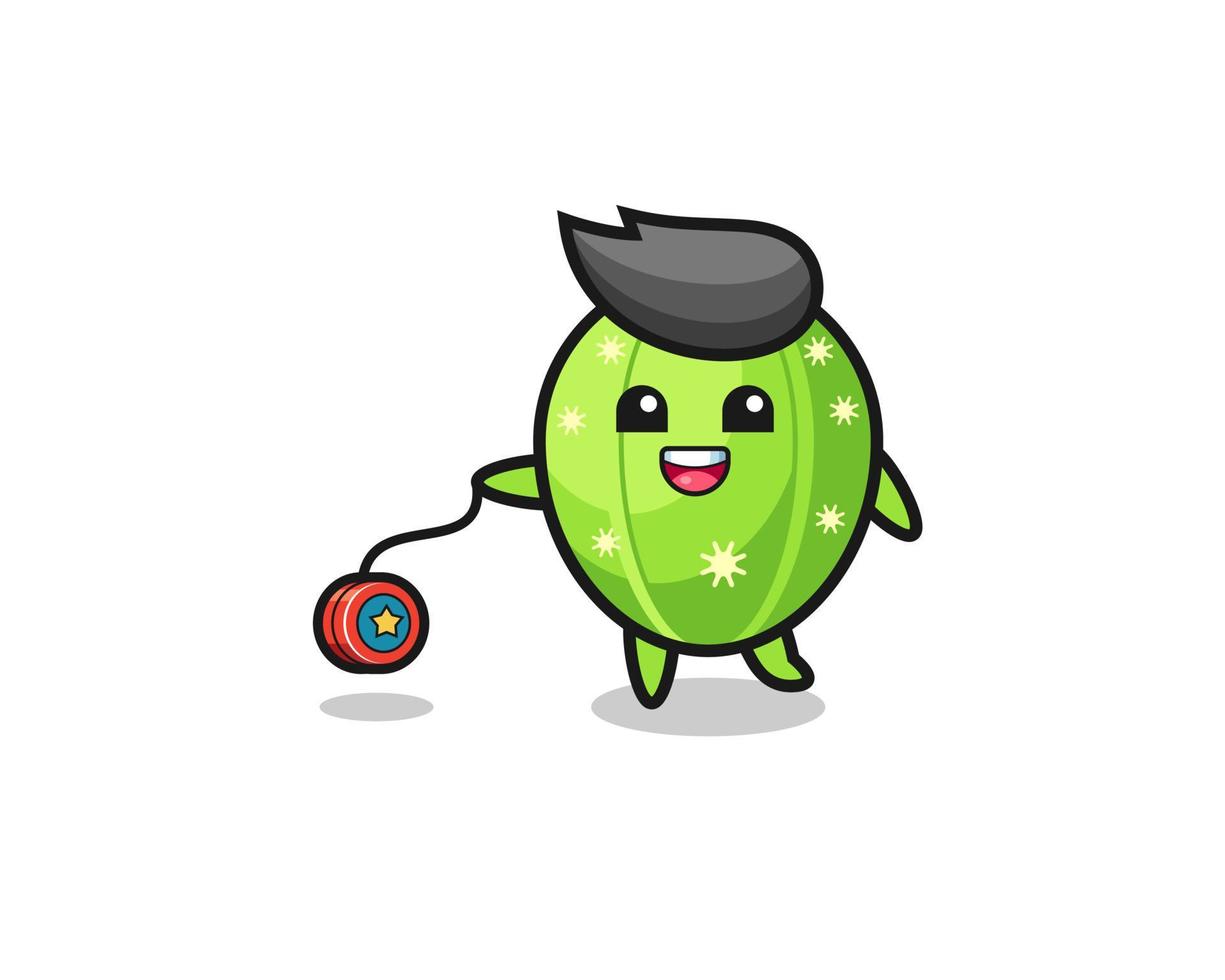 caricatura, de, lindo, cactus, juego, un, yoyo vector