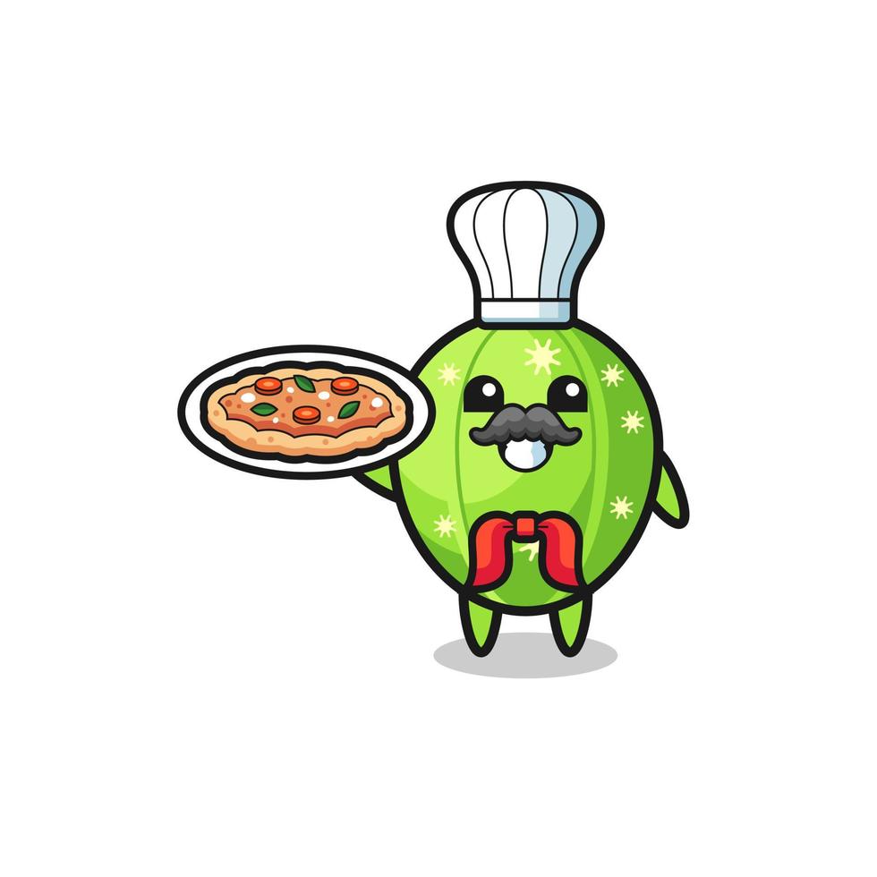 cactus character as Italian chef mascot vector