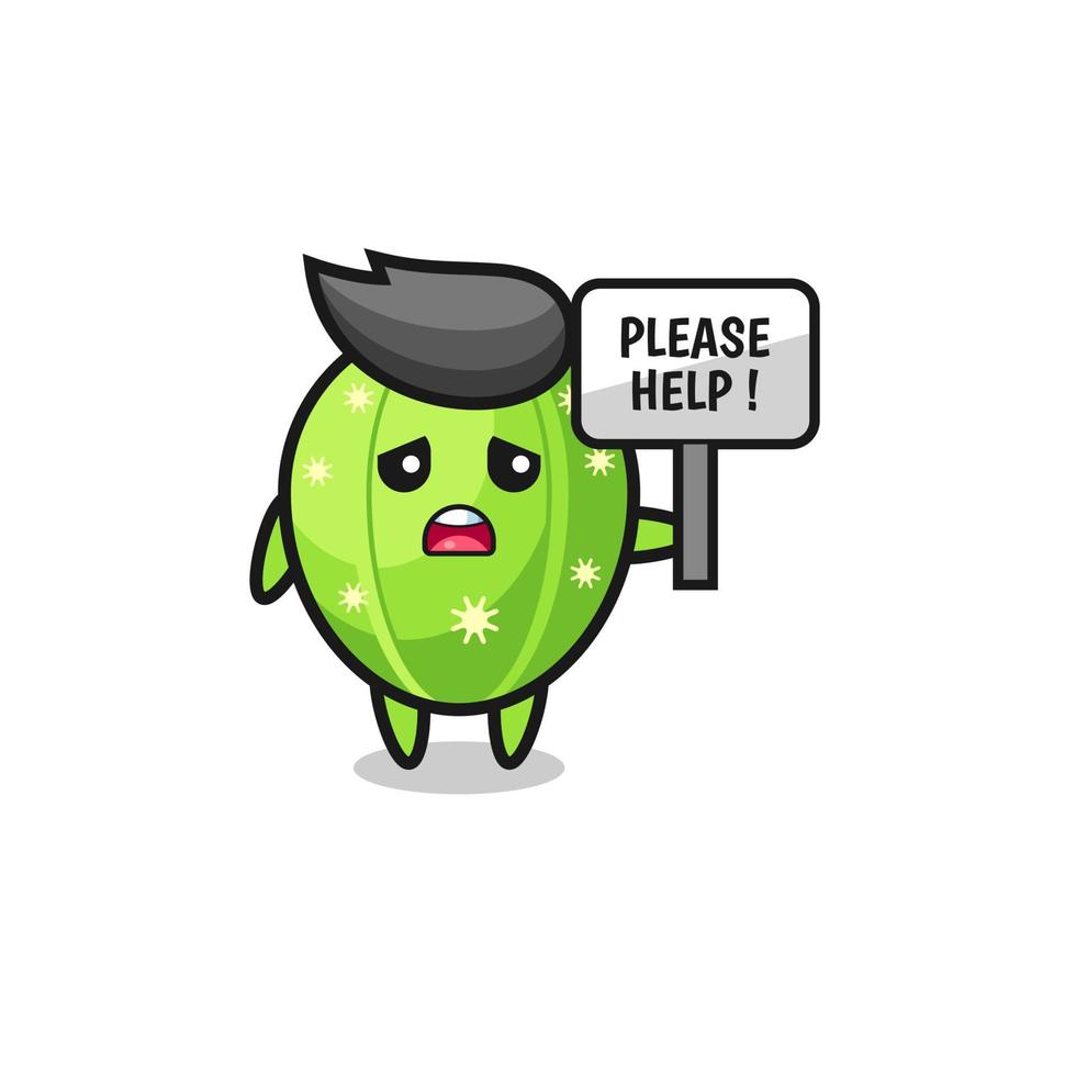 cute cactus hold the please help banner vector