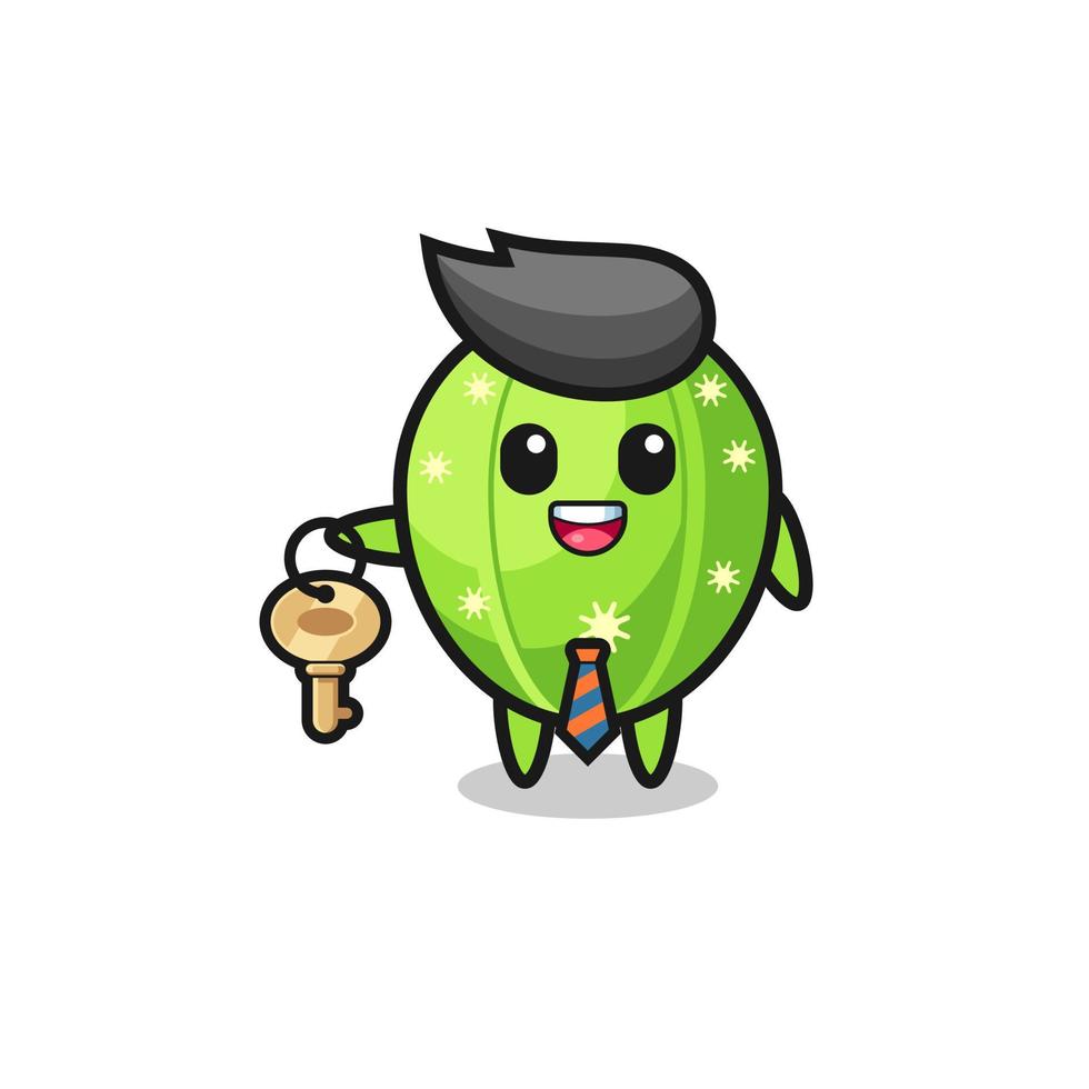 lindo cactus como mascota de agente inmobiliario vector