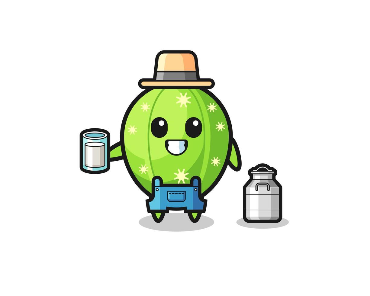 cactus cartoon as the dairy farmer vector