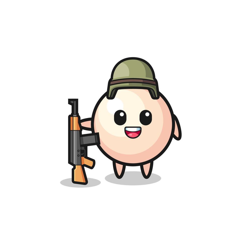cute pearl mascot as a soldier vector