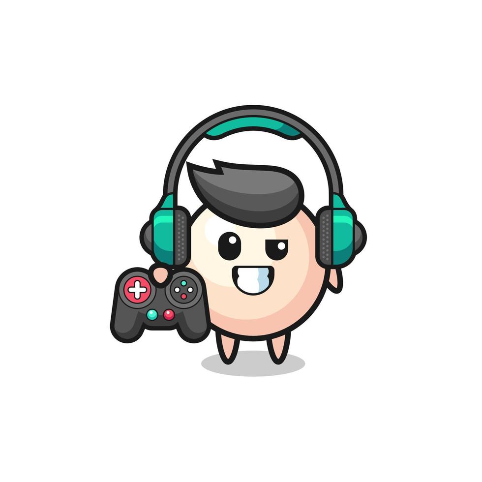 pearl gamer mascot holding a game controller vector