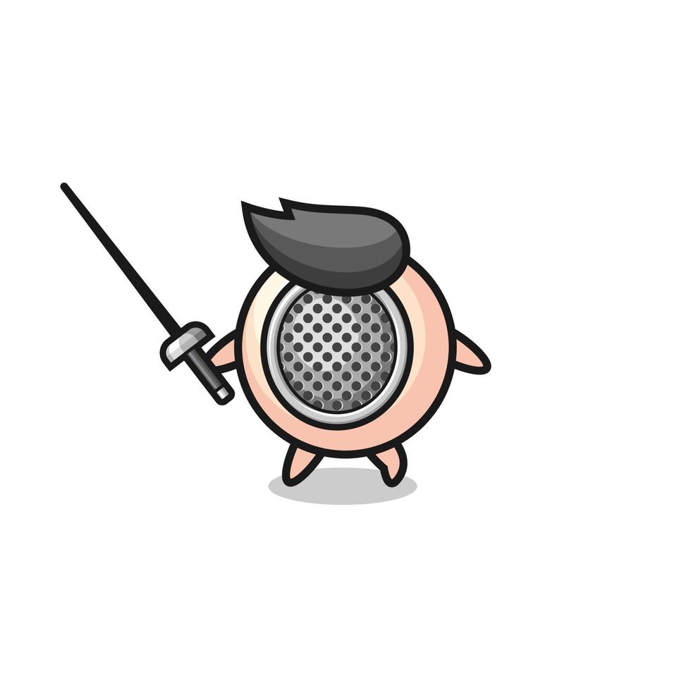 pearl earth cartoon as fencer mascot vector