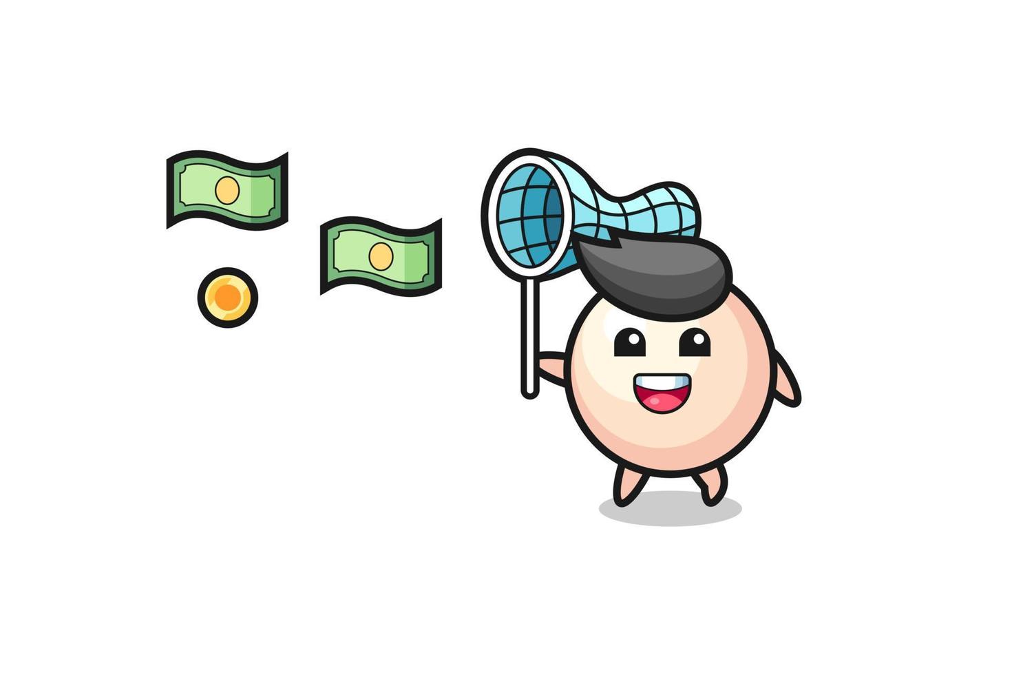 illustration of the pearl catching flying money vector