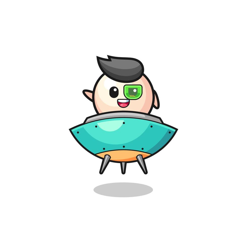 pearl cartoon riding a future spaceship vector