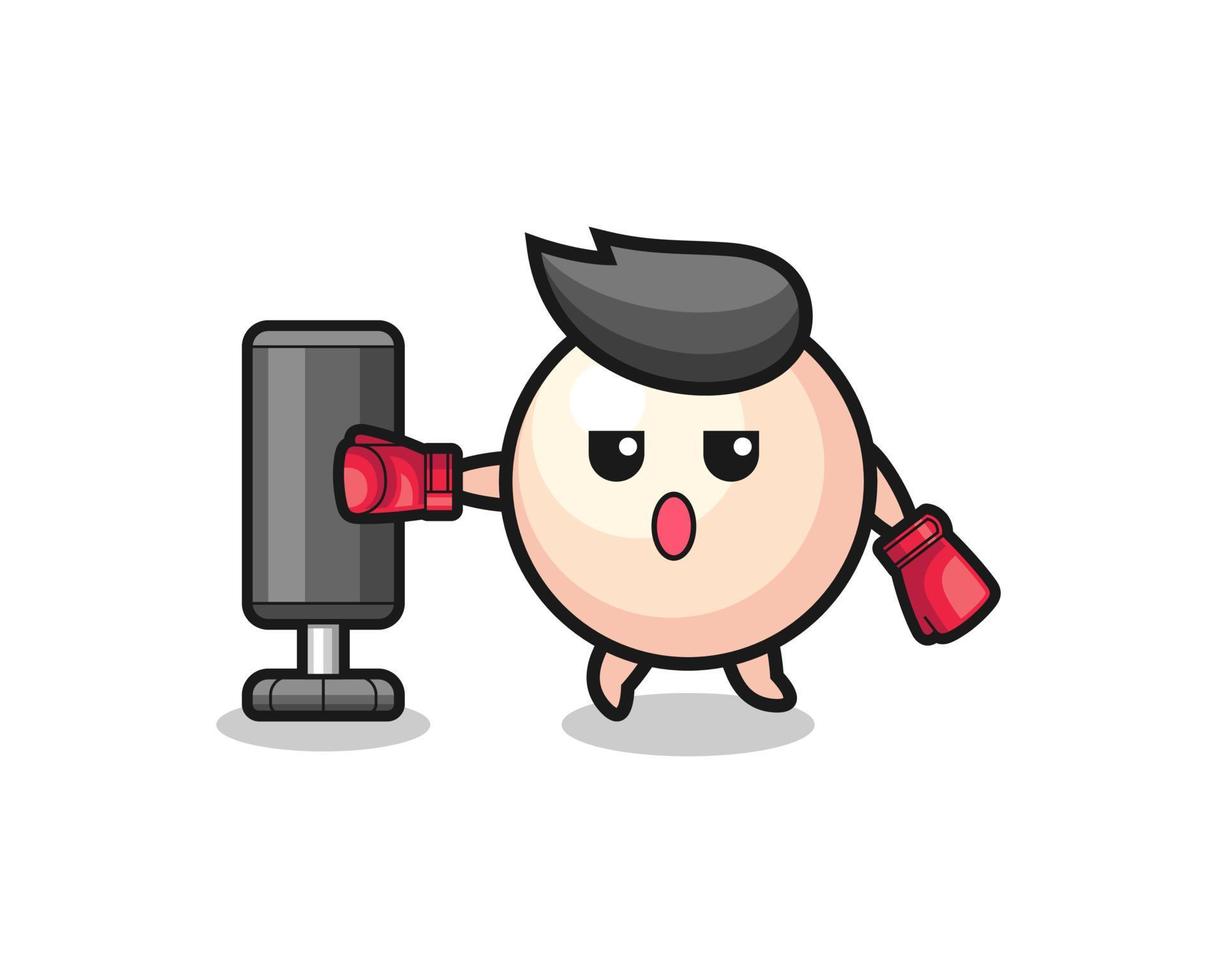 pearl boxer cartoon doing training with punching bag vector