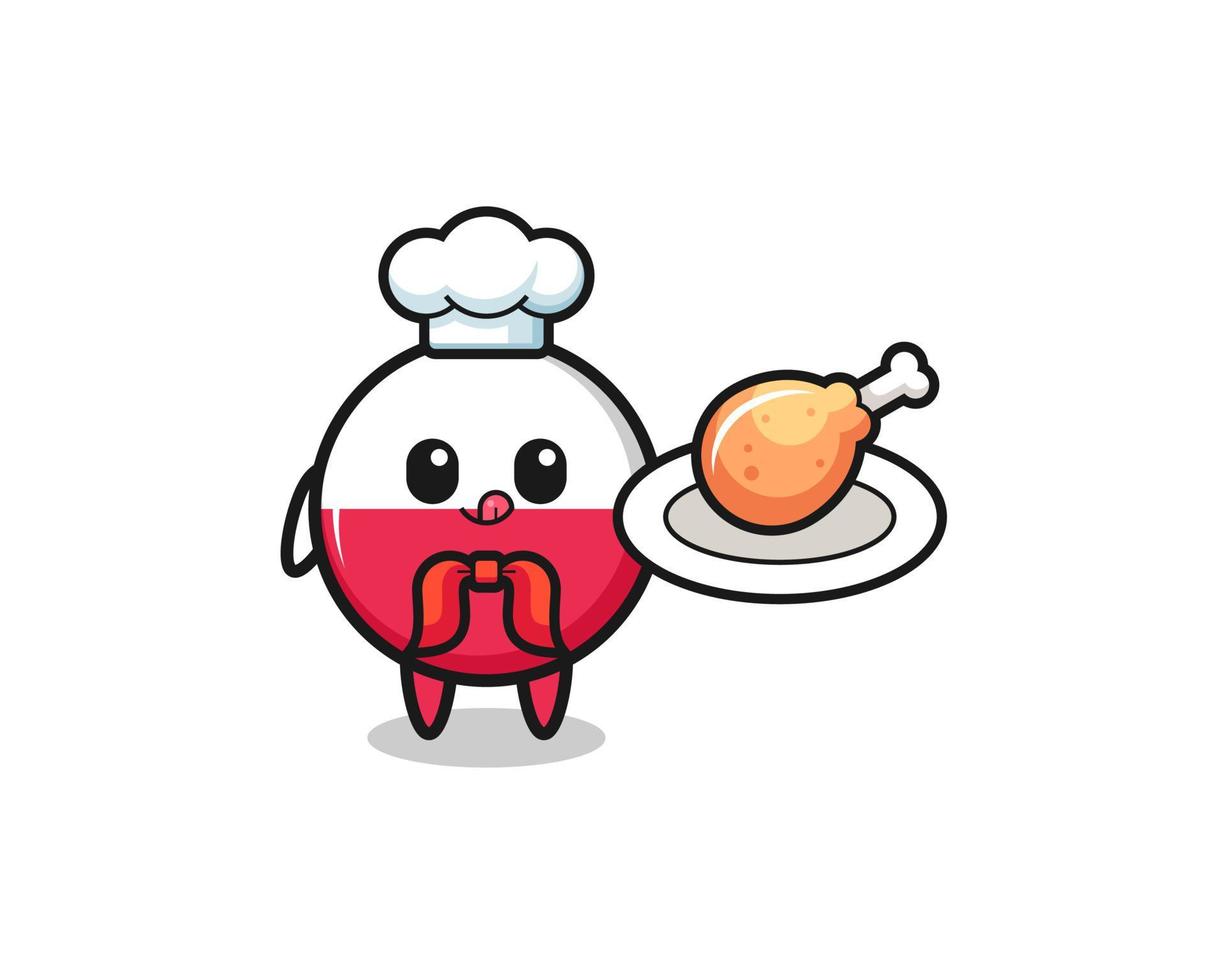 poland flag fried chicken chef cartoon character vector