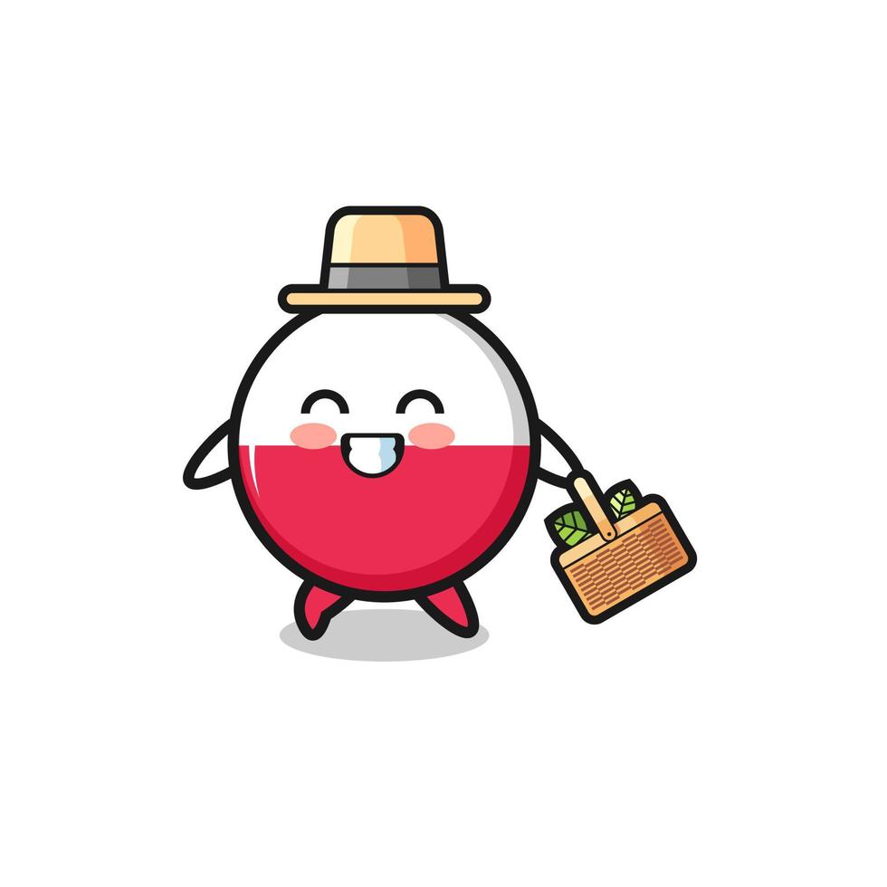 poland flag herbalist character searching a herbal vector