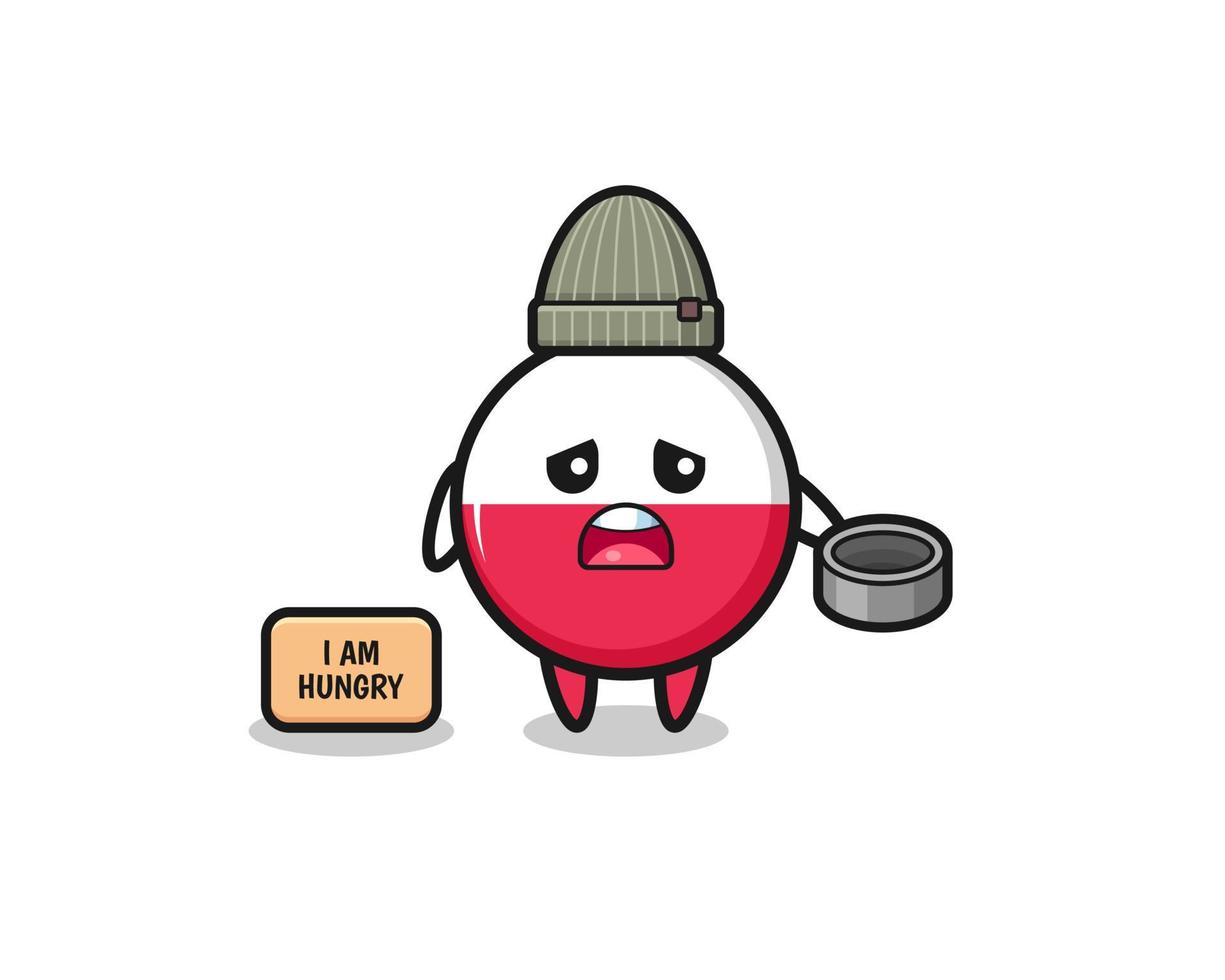 cute poland flag beggar cartoon character vector