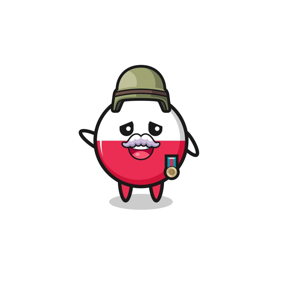 cute poland flag as veteran cartoon vector