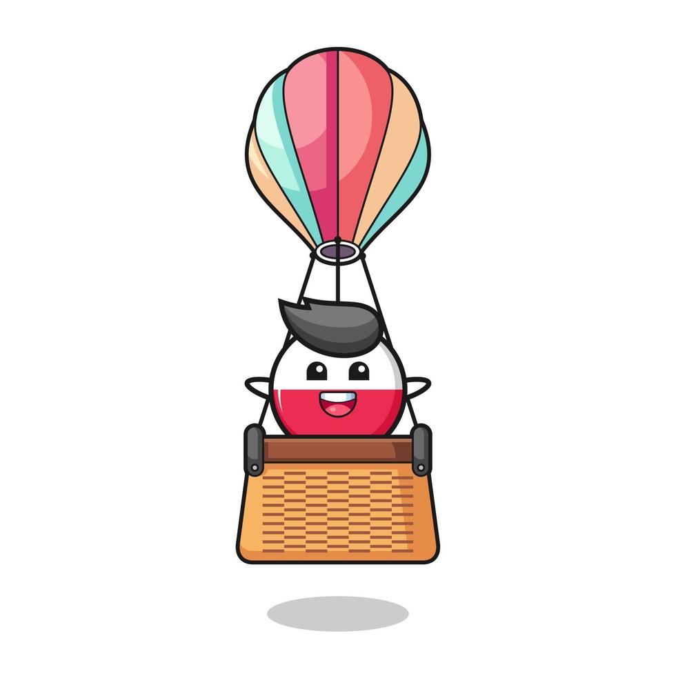 poland flag mascot riding a hot air balloon vector