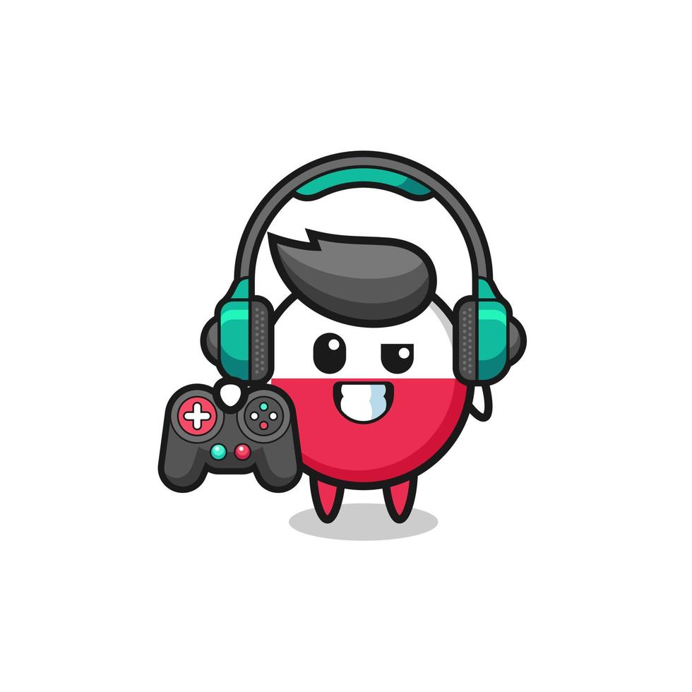 poland flag gamer mascot holding a game controller vector