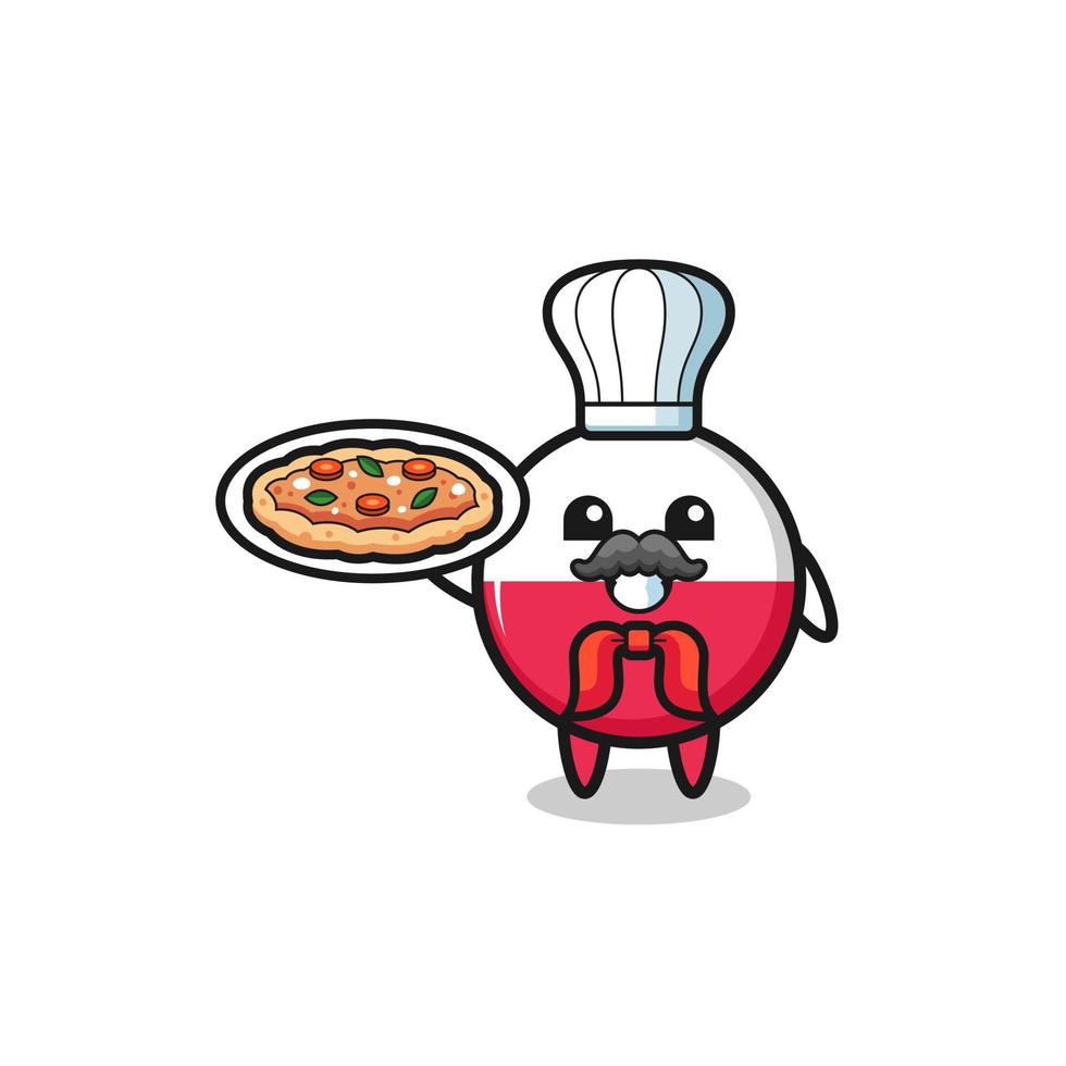 poland flag character as Italian chef mascot vector