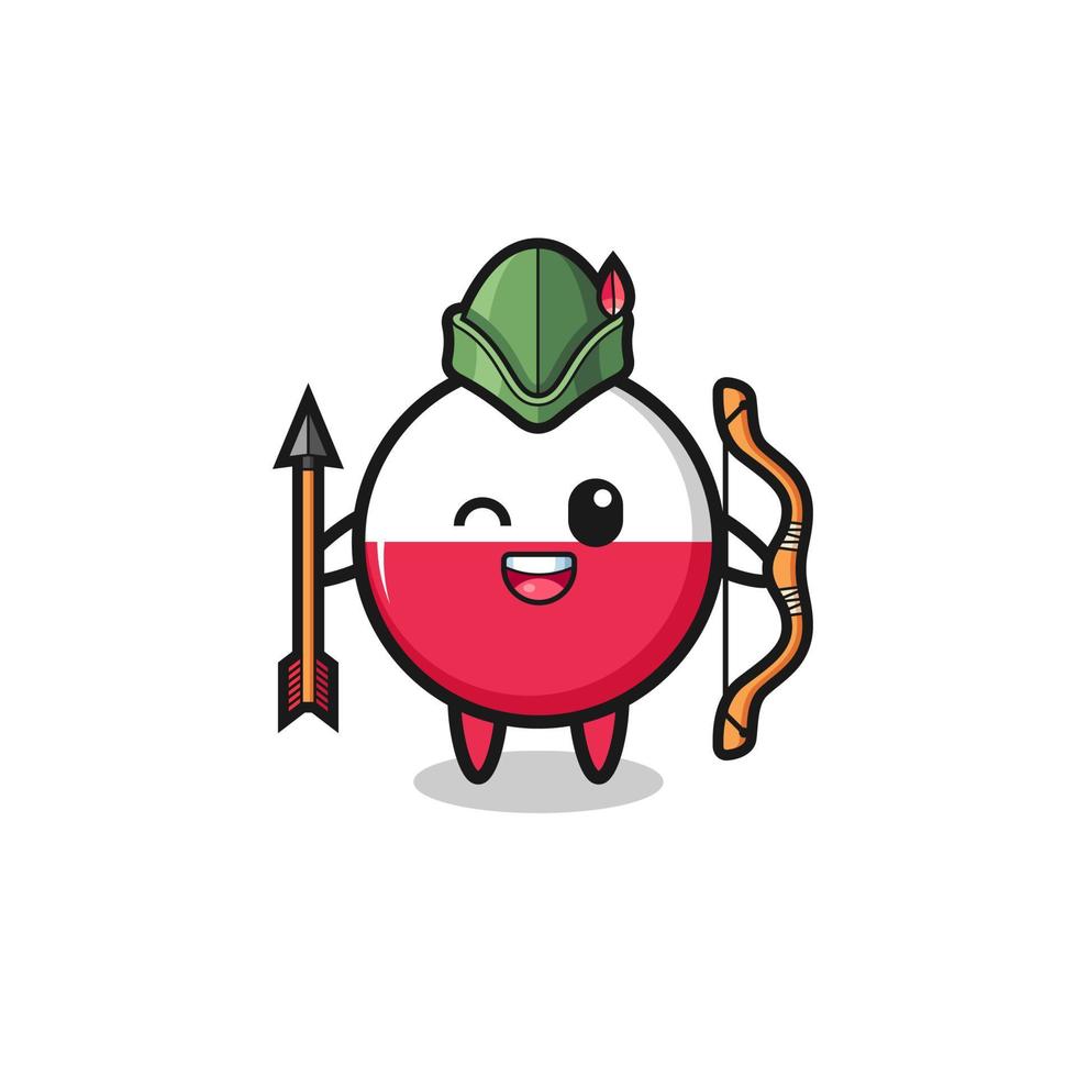 poland flag cartoon as medieval archer mascot vector