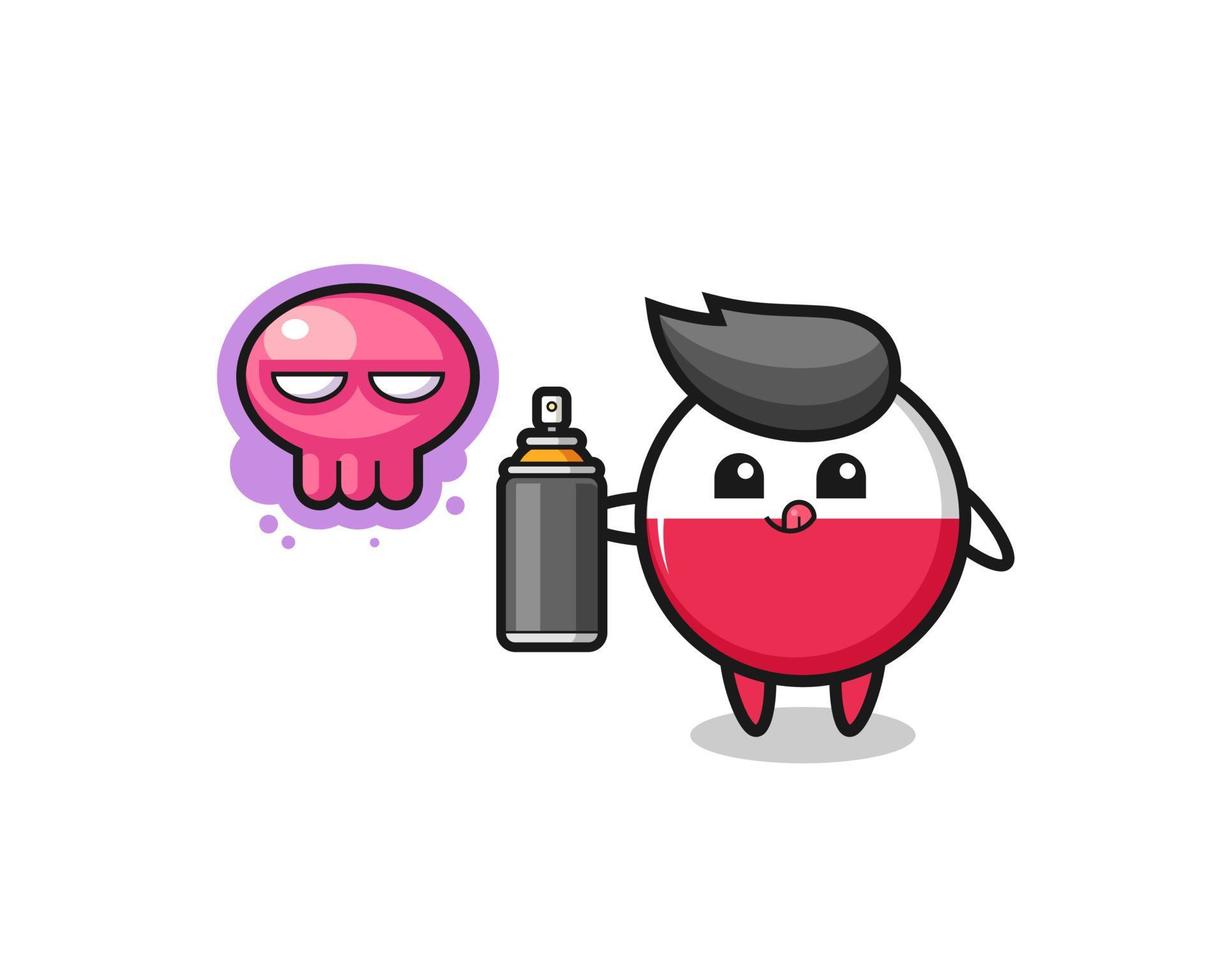 poland flag cartoon make a graffiti with a spray paint vector