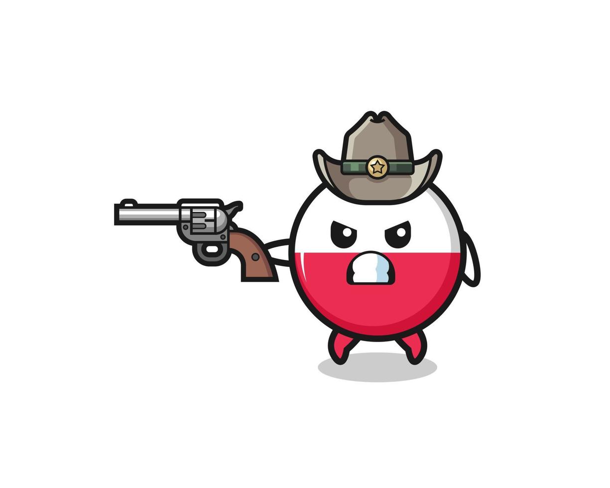 the poland flag cowboy shooting with a gun vector