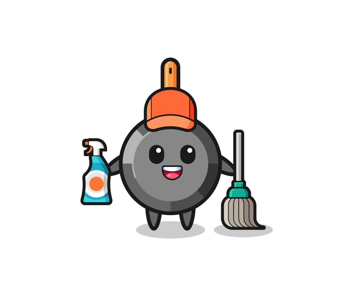 lindo personaje de sartén como mascota de servicios de limpieza vector