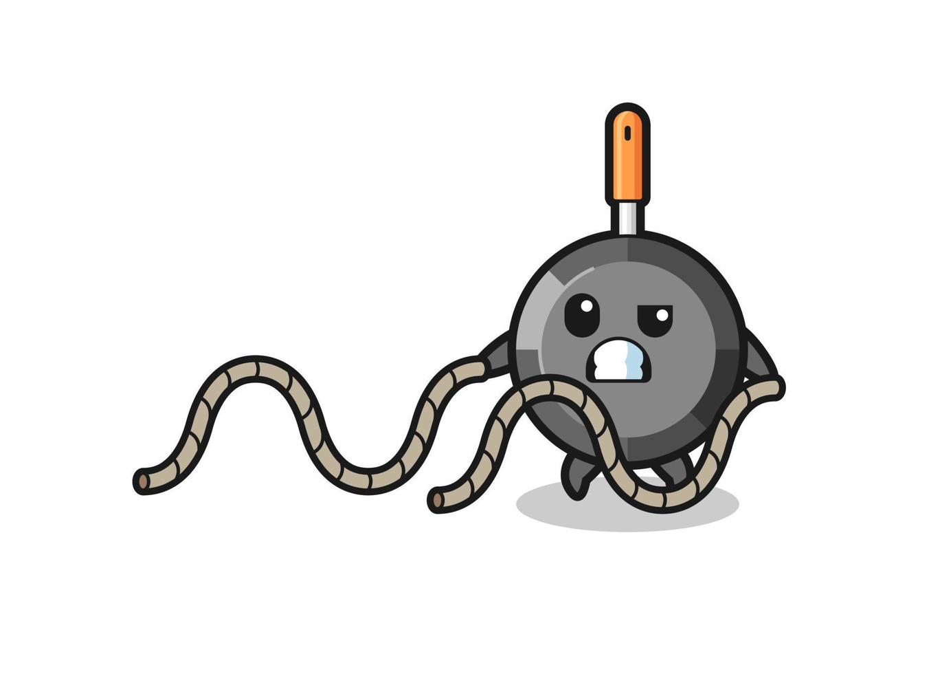 illustration of frying pan doing battle rope workout vector