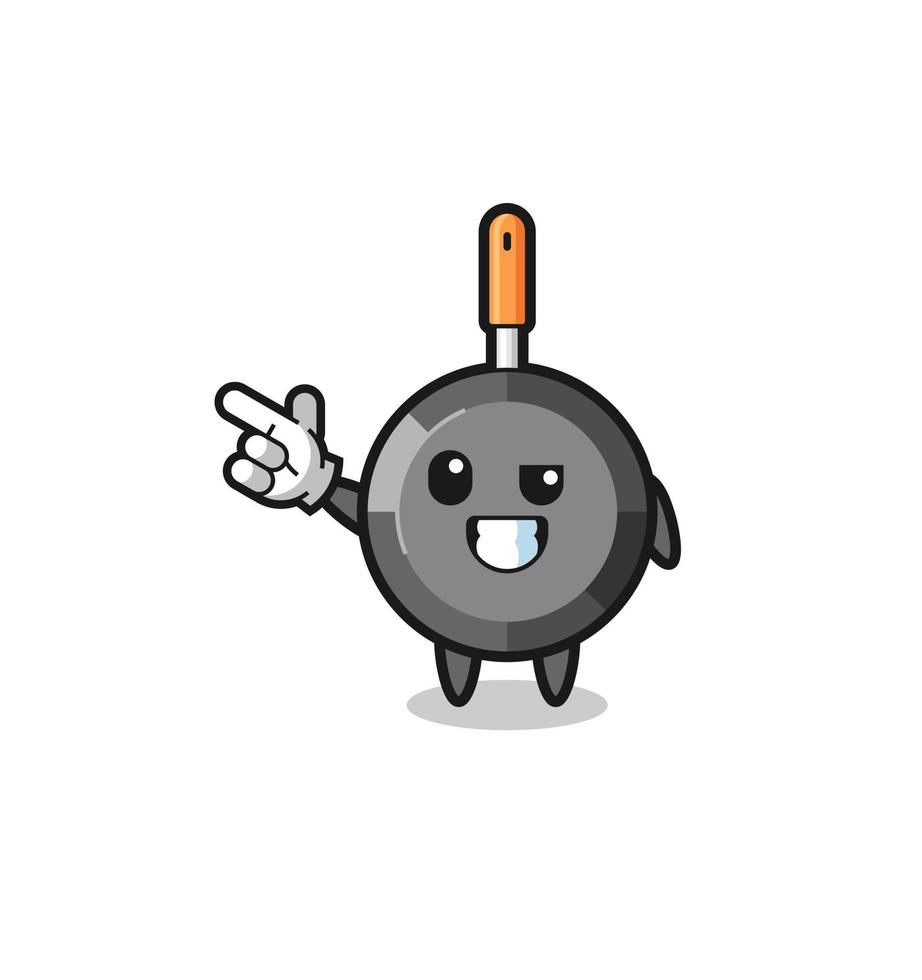 frying pan mascot pointing top left vector