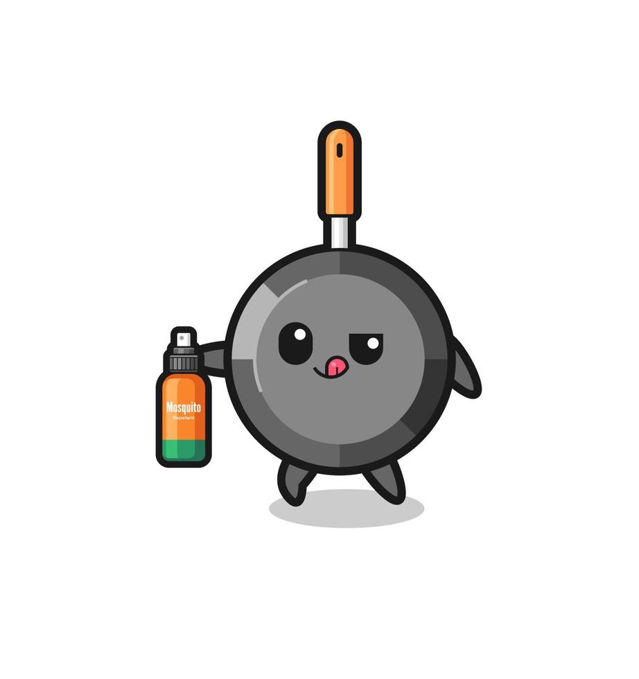 cute frying pan holding mosquito repellent vector
